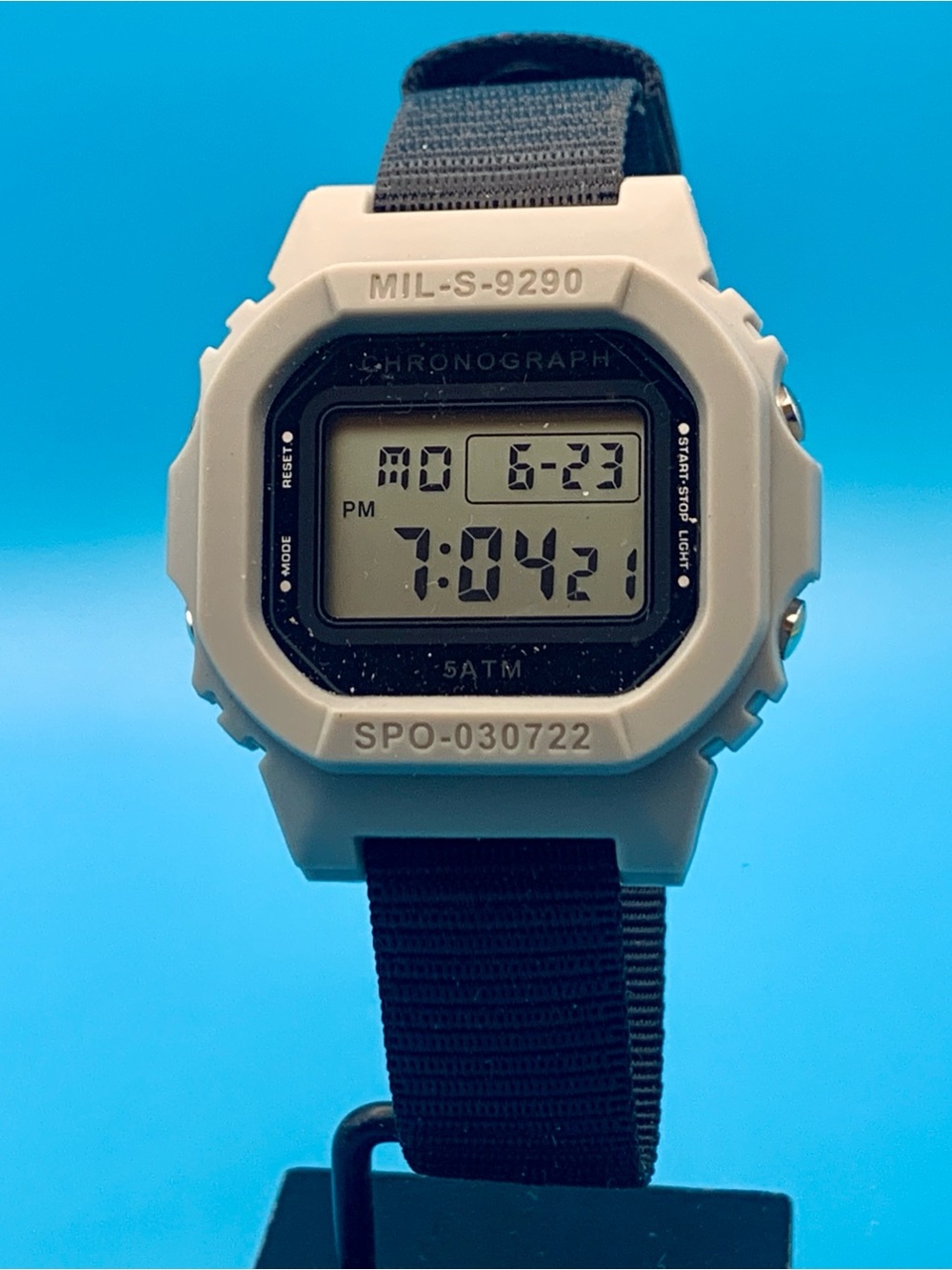 Men’s Digital Wristwatch Chrono Day Date Backlight Alarm Nylon Strap Working